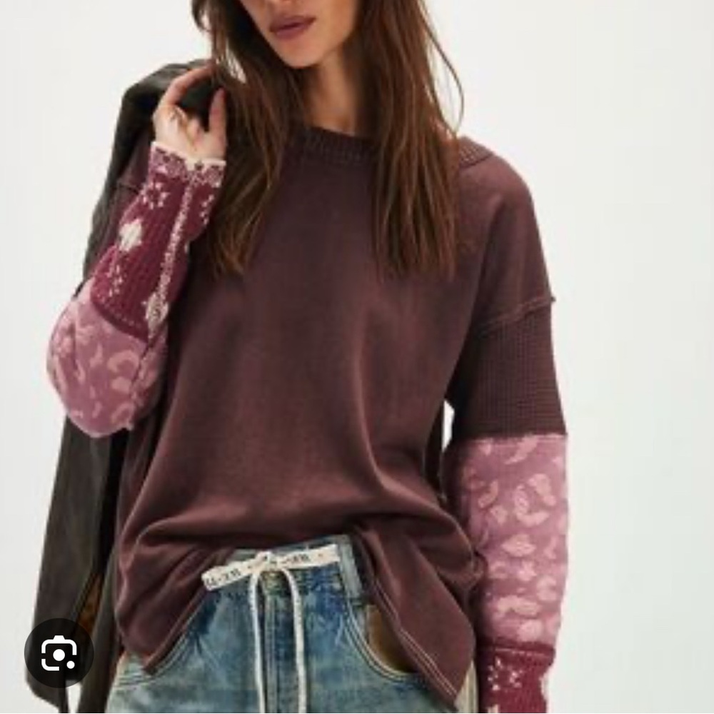 We The Free People All In Cuff Brown Sweater Sz Medium VGUC